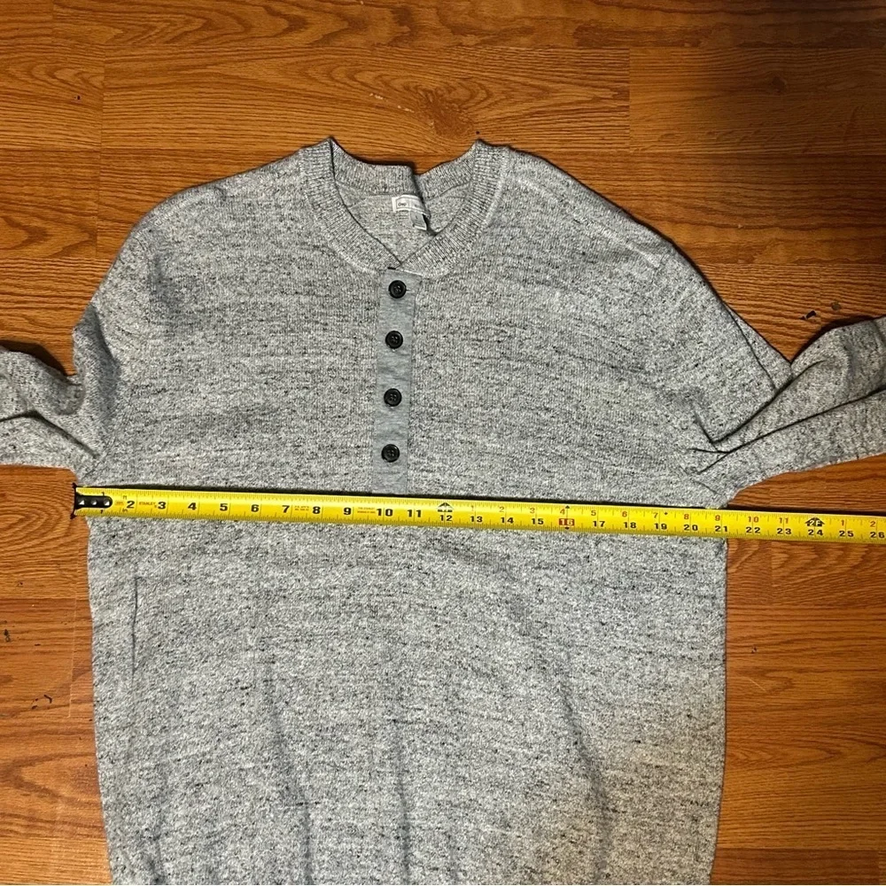 Gap Gray Cotton Elbow Patches Preppy Classic Thick Henley Sweater Marled Size L